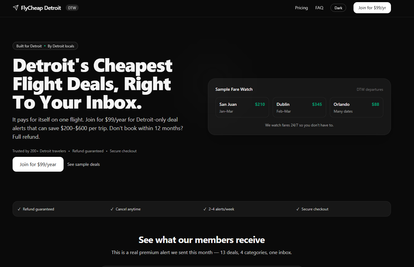 FlyCheapDeals website screenshot